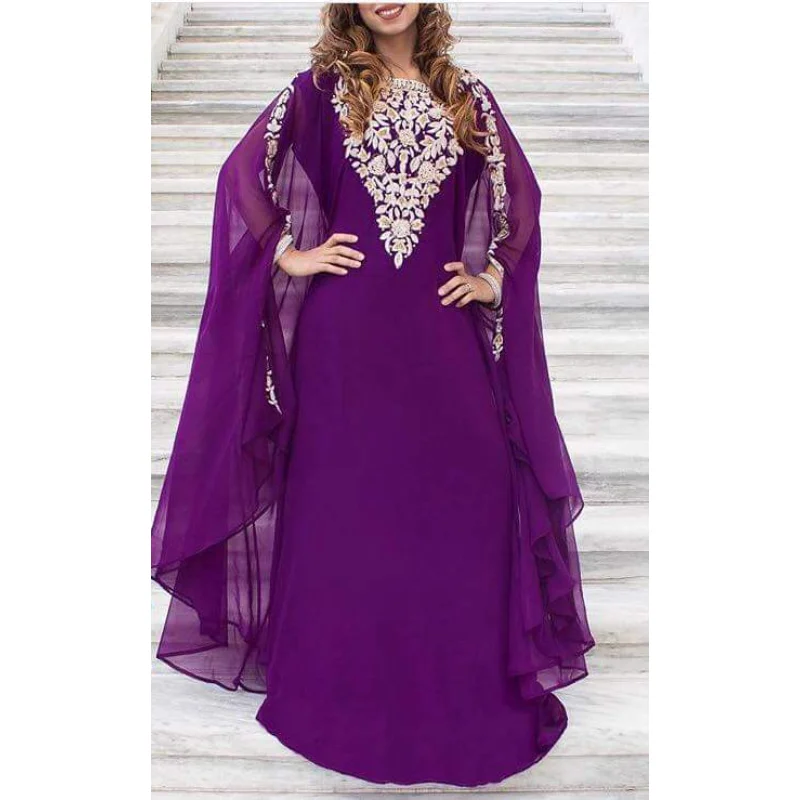 Purple Dubai Moroccan Kaftane Abaya Dress Very Costume Long Dress Indian Dress