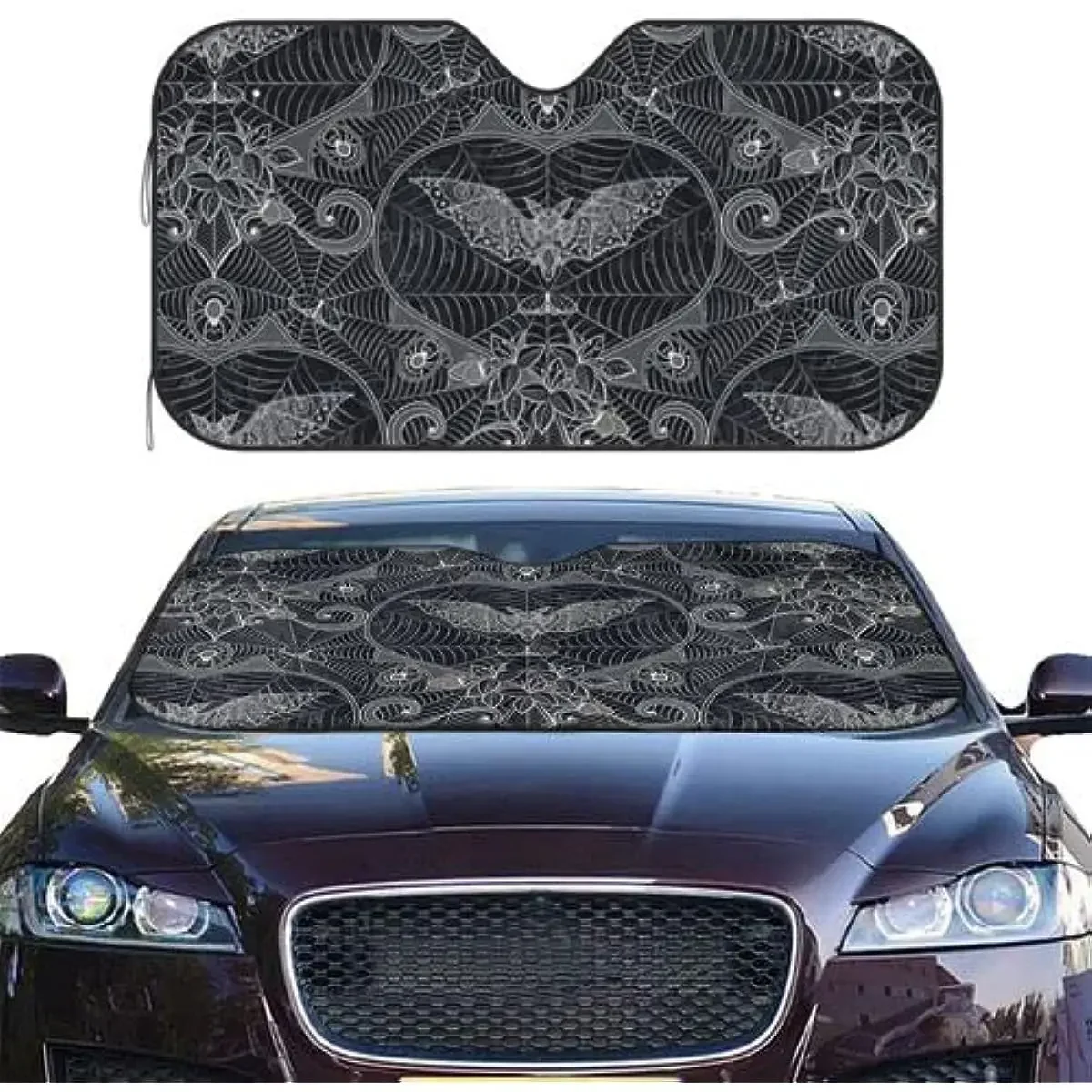 

Funny Car Windshield Sun Shade Halloween Gothic Bats Sun Visor Shield Cover Blocks Uv Rays Hippie Car Accessory Protector