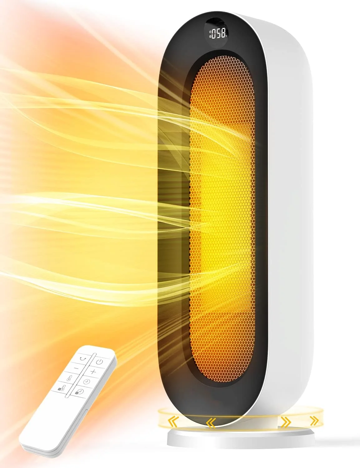 

Heater for Indoor Use,1500W Fast Heating Ceramic Heater with Remote,90°Oscillating, Overheating & Tip-Over Protection, Dig Nec