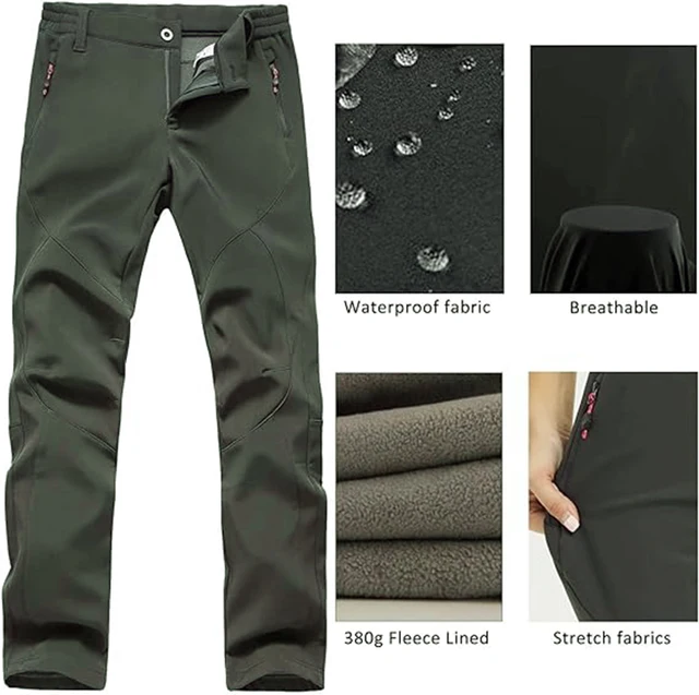 Pantalon Softshell Femme Hiver Imperméable Coupe-Vent Randonnée Noir - Sport