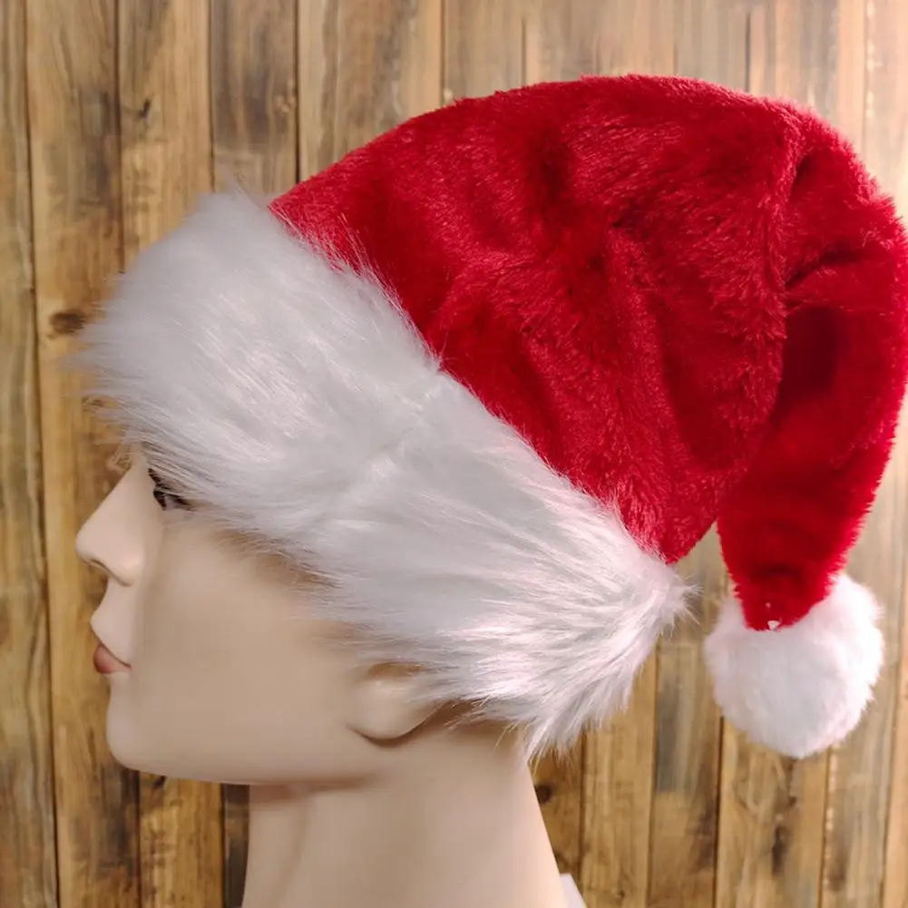 Christmas Hats New Year Thick Plush Hat Pompom Adults Kids Whole Family Festive Red White Xmas Santa Claus Gifts Warm Winter Cap