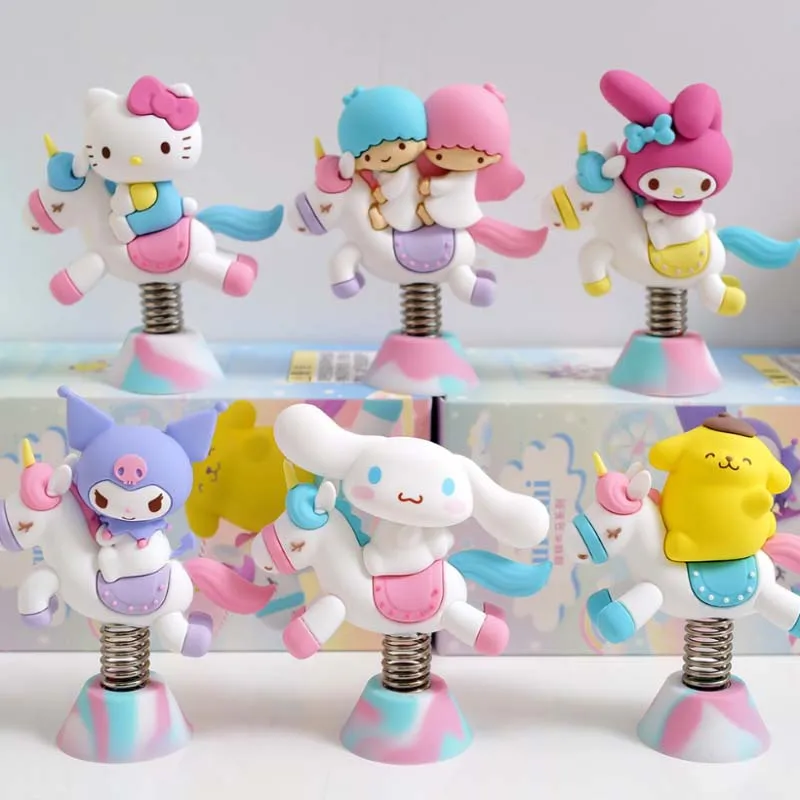 Cute Trojan Carousel Series Kuromi Mymelody Pompompurin Cinnamoroll Little Twin Star Kids Girls Gifts Action Figure Toys Dolls