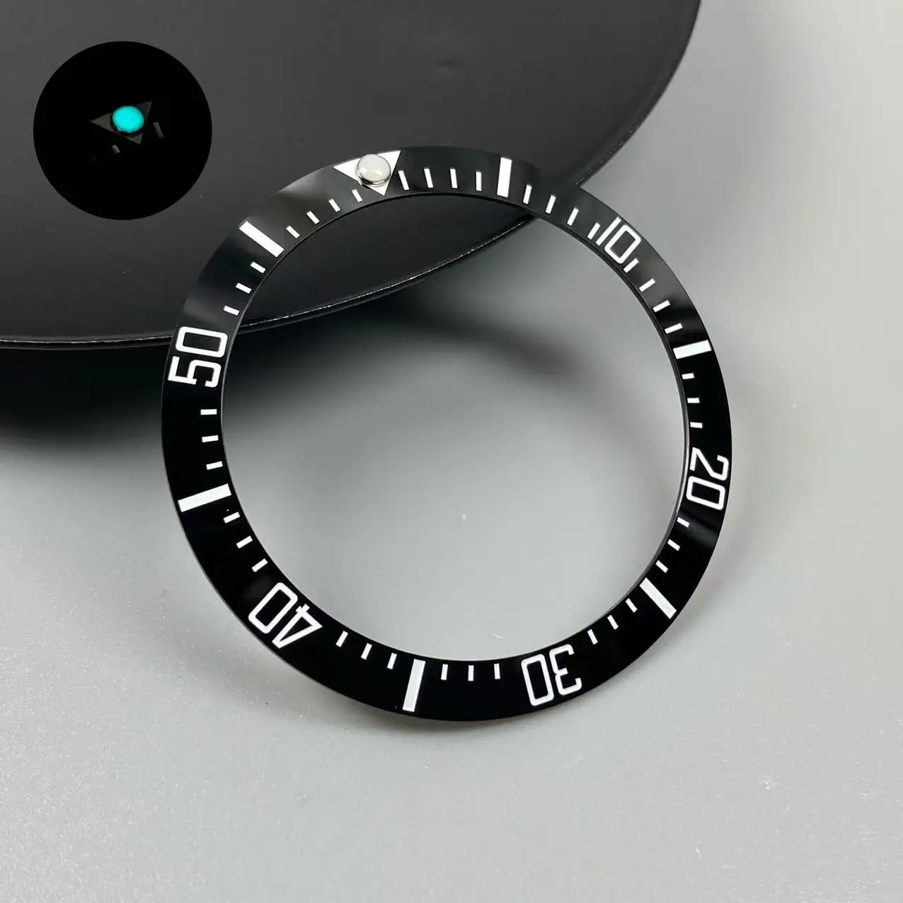 Blue/Green Luminous 38mm Tilted Ceramic Bezel Insert Ring