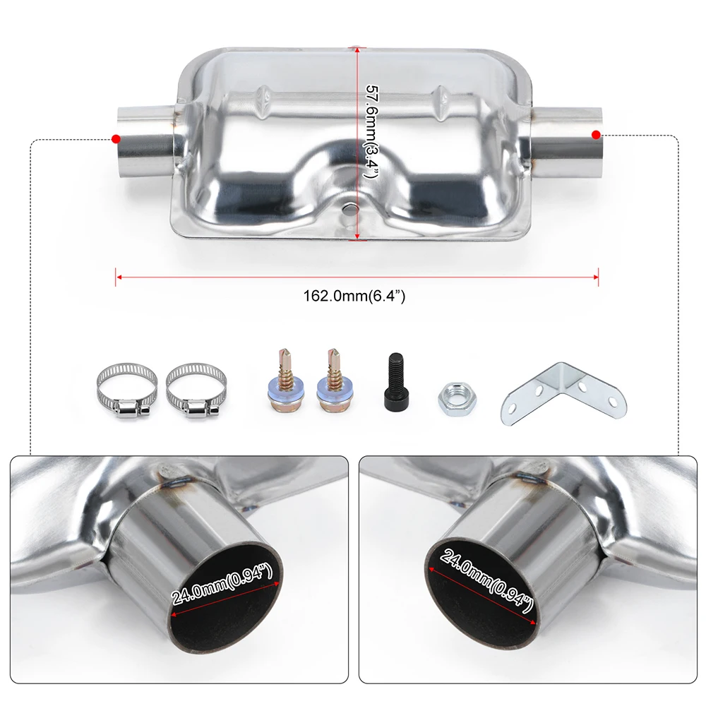 24mm muffler silencer upgraded clamp bracket car air diesel parking heater exhaust pipe stainless iron for diesel heater