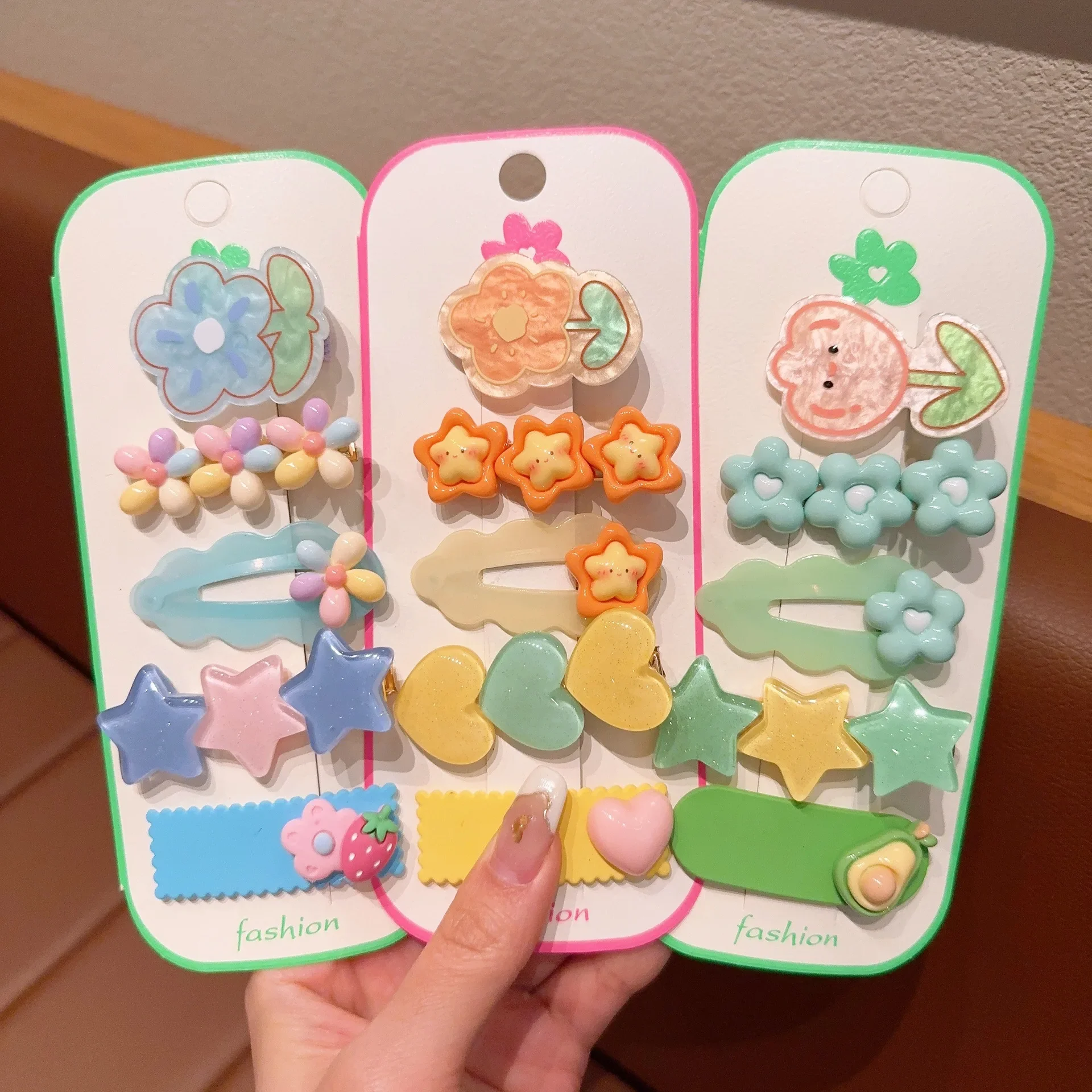 

New Flower Hairpin Cartoon Cute Girl Hairpin Hair Clips Sen Series Sweet Candy Color Hair Accessories Set Acrylic Heart Headwear