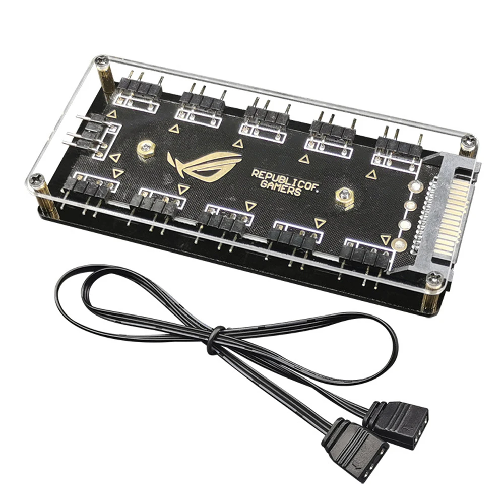 Pinos Cabo Adaptador para Asus Aura Sync Rgb Rgb 10 Hub Splitter Sata Extensão Led Strip Light pc Rgb fã Cooler 5v - Imagem 3