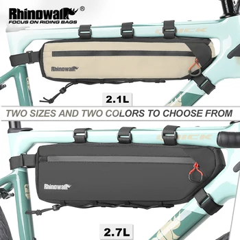 Rhinowalk Borsa triangolare per telaio bici Borsa per bicicletta sotto tubo a prova di spruzzi 2.1L-2.7L Sistema di rilegatura inferiore con cerniera SBS a doppia faccia