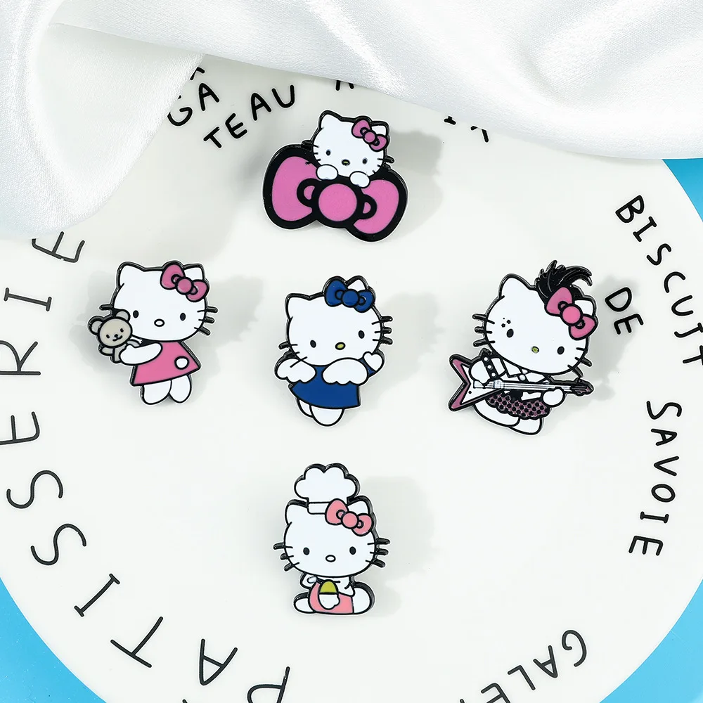 Sanrio Hello Kitty Cute Kit Cat Lapel Pins for Backpacks Brooches for Women  Enamel Pin Fashion Jewelry Accessories Birthday Gift