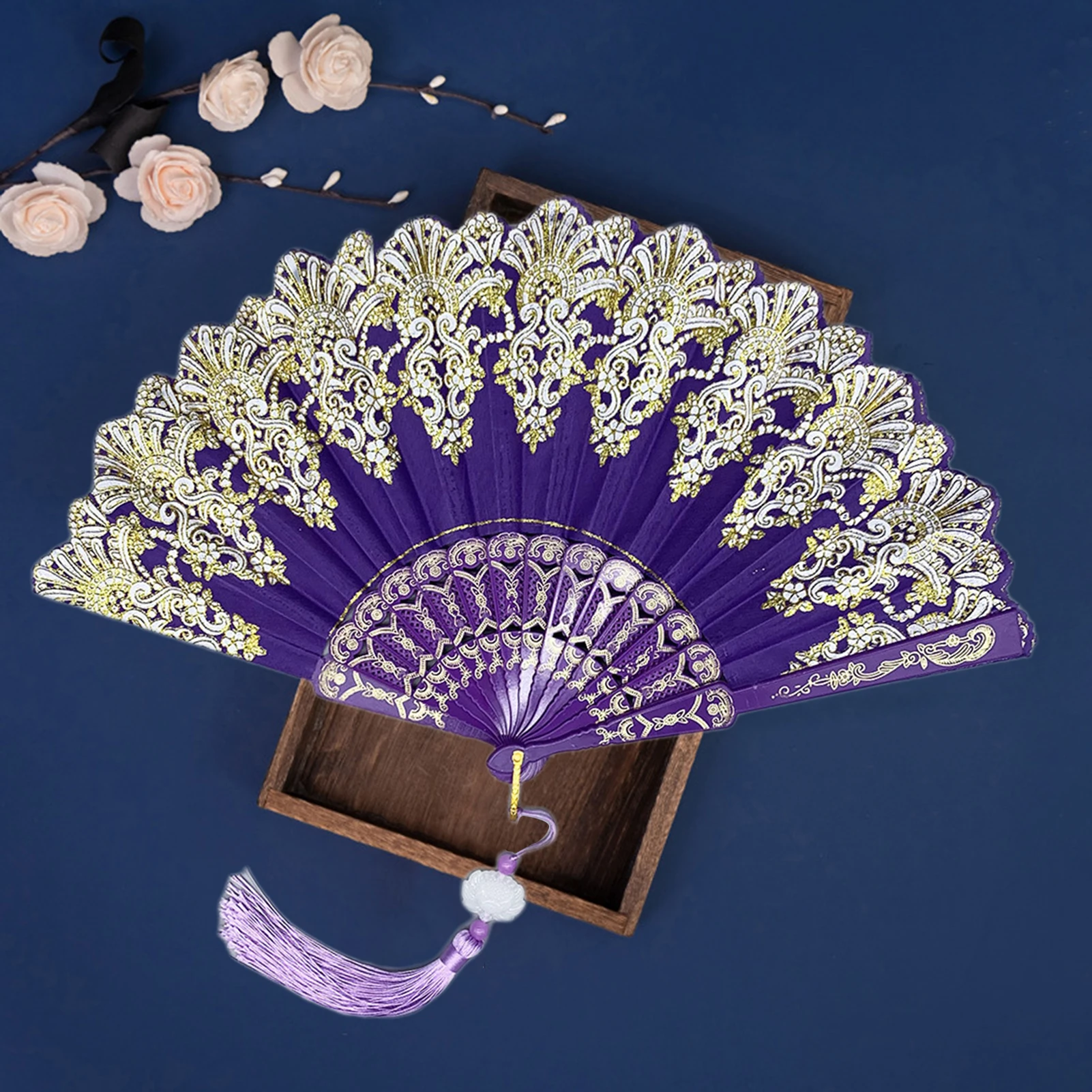 Chinese Style Vintage Silk Folding Hand Fan Japanese Art Crafts Gift Home Decor Dance