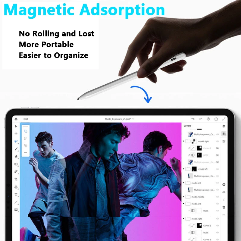 La più recente penna stilo Uogic A580S per iPad, magnetica, ricaricabile, rifiuto palmare, compatibile con iPad launcher 2018-2021 o e3