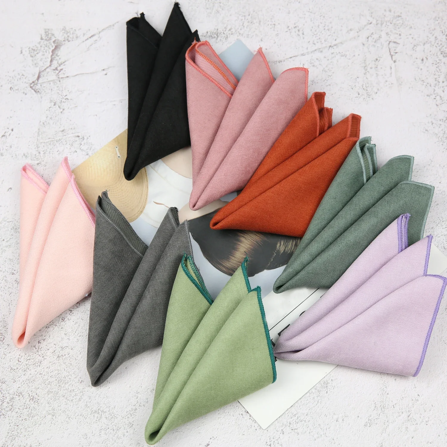 

Sitonjwly Solid Color Pocket Square Handkerchief Vintage Chest Towel Men Suit Neckwear Wedding Party Texudos Hanky