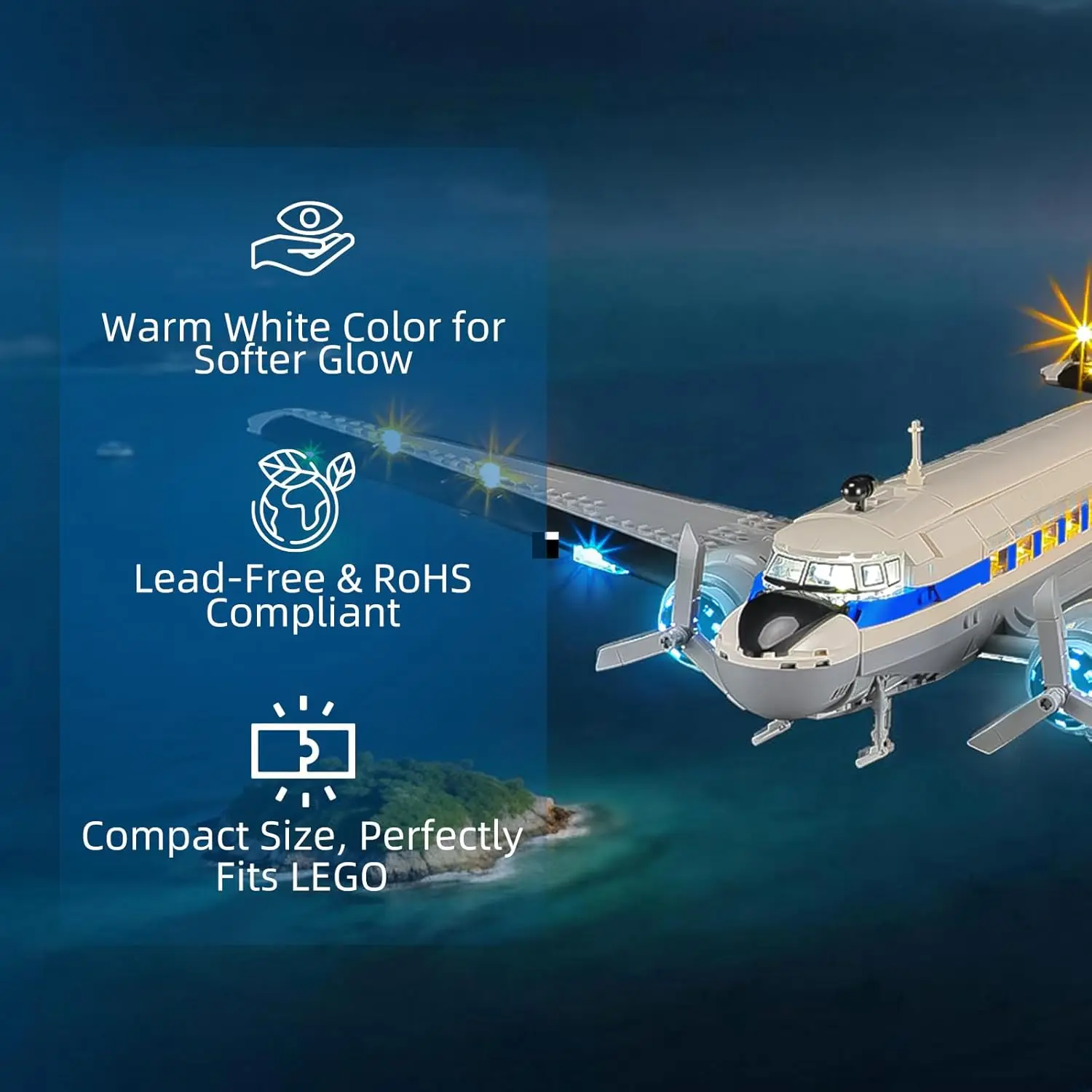 LEGO 11378-Douglas용 HPROSPER LED 액세서리 조명(모델 없음) ™ DC-3 ™ Pan American Airways 여객기 간편 설치 숨김 배선