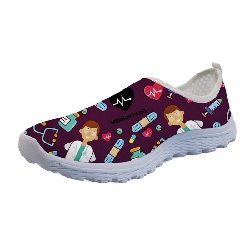 

Hospital Surgical Medical Sneakers Shoes Summer Women Air Mesh Flats Shoes Cartoon Doctor Nurse Print Beach Shoes