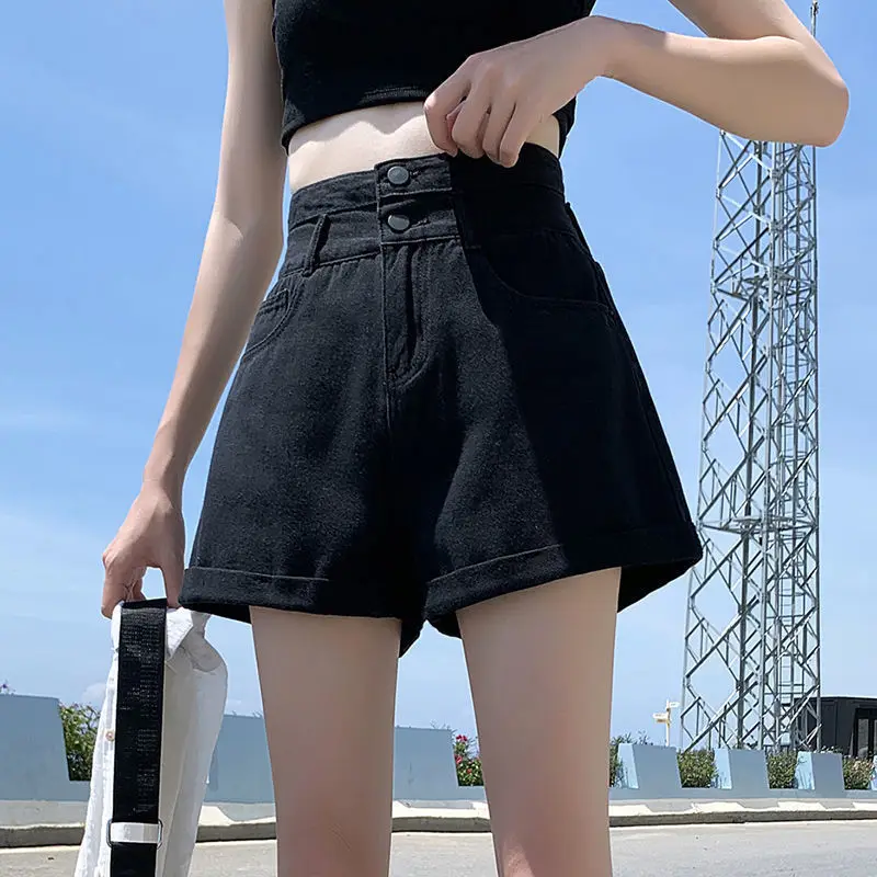 2025 Summer Blue Denim Shorts for Women Korean Fashion High