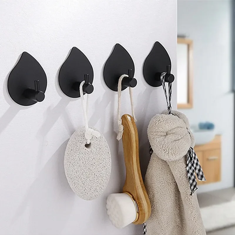 

1PC Stainless Steel High-end Hook Self Adhesive Clothes Hange Bags Key Rack Kitchen Towel Hanger Bathroom Accessory Organizer