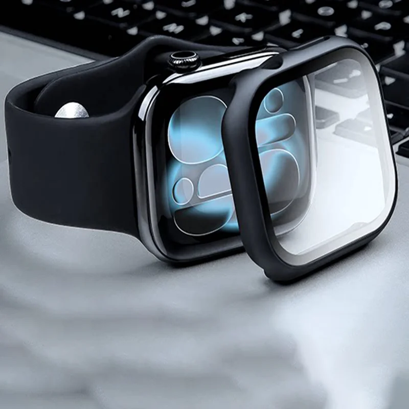 Enhanced PC Full Cover Watch Case with Tempered Glass Screen Protector, Anti‑Scratch Shell