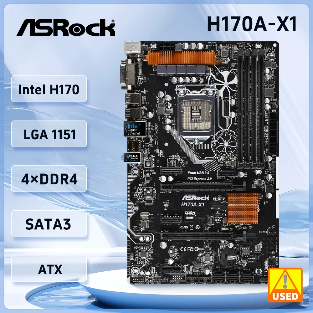 

ASROCK H170A-X1 Motherboard LGA 1151 Intel H170 DDR4 64GB support 6th/7th Gen Intel Core i7 7700 i3-6300 cpu PCI-E 3.0 USB 3.1