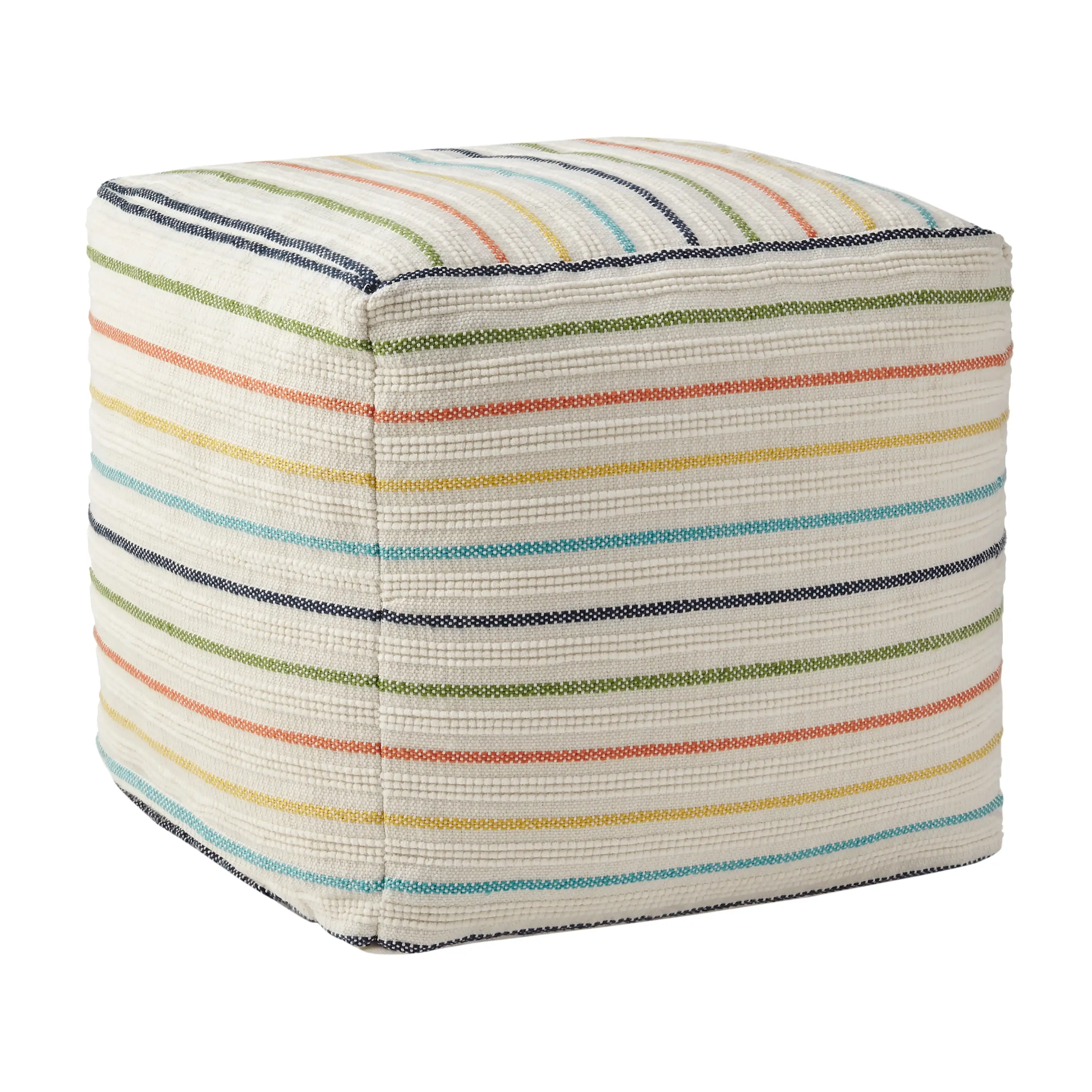 

Stripe Outdoor Pouf, 16", Multi-Color