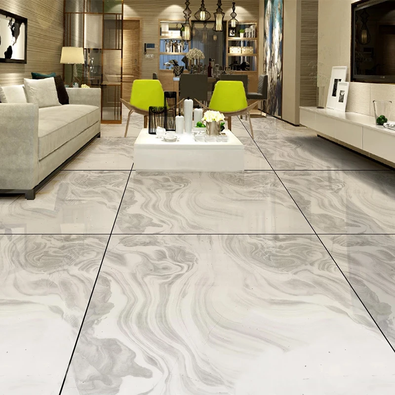 Telha de Assoalho de Textura de Mármore Autoadesiva Personalizada 3d Pvc Adesivos Papel de Parede para Sala de Estar Cozinha Sala de Jantar Moderno