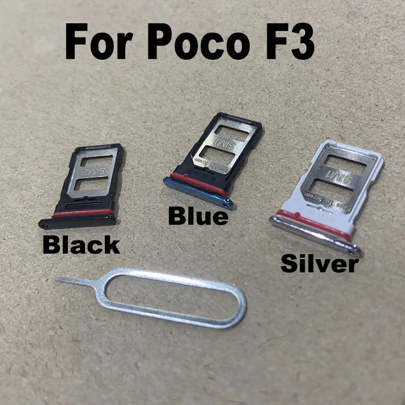 

Original For Xiaomi Poco F3 SIM Card Tray Sim Card Holder Slot adapter and Micro SD Card Tray Holder With Free Eject Pin Ke