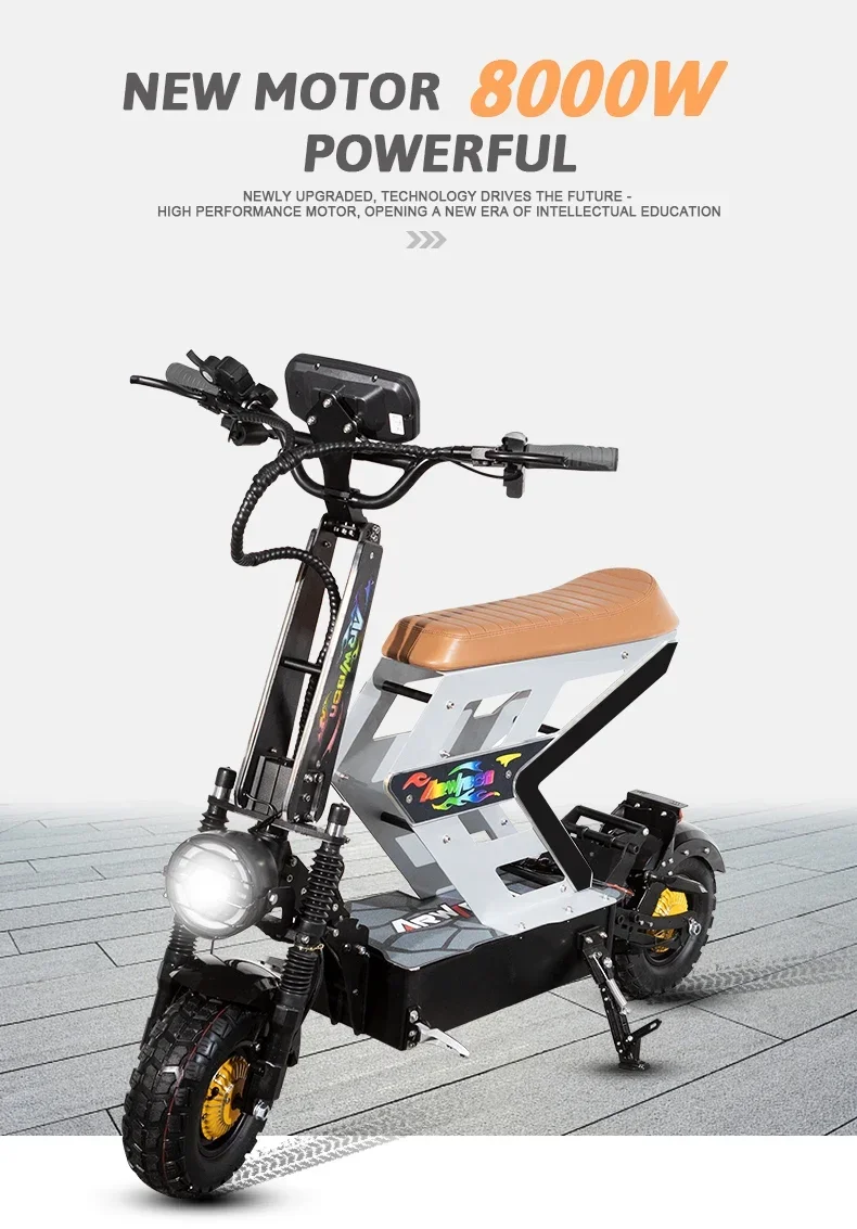 M01 new 8000w dual motor electric scooter speed 120km/h 13-inch fat tire scooter 65AH large battery 160 kilometers long range