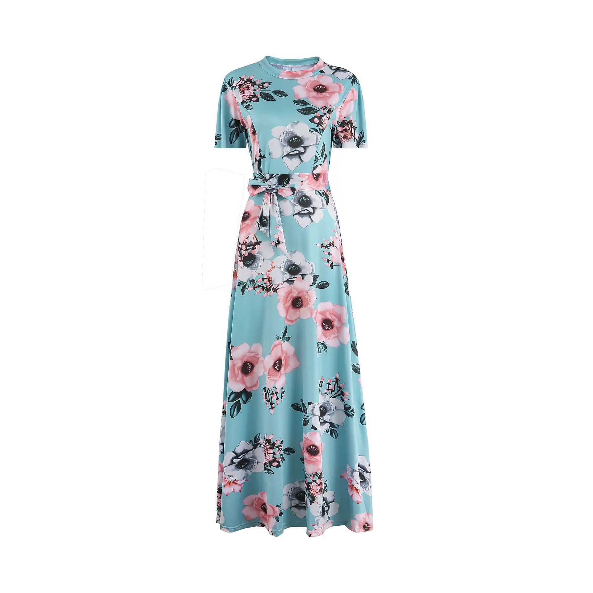 

Spring New Fashionable and Elegant Style Flower Printed Short Sleeved Large Swing Dress for Women's Wear 2024