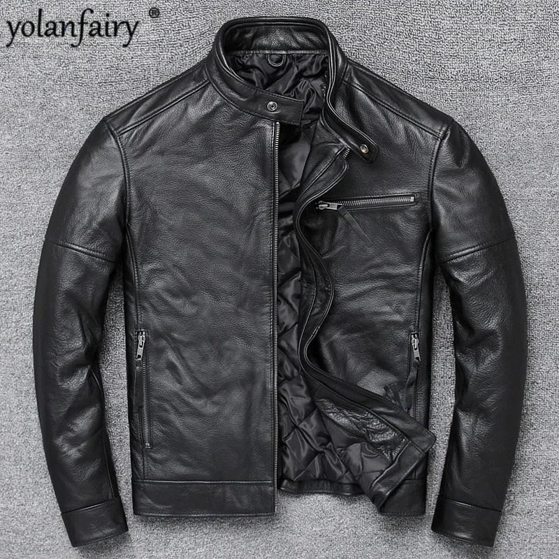 

Genuine Autumn Winter Leather Jacket Men Clothes 2023 Real Cow Leather Coat Men Leather Jackets Chaqueta Cuero Hombre KJ