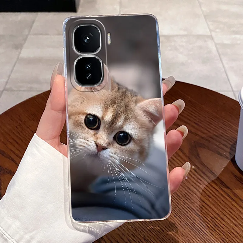 Clear Silicone Soft TPU Back Cover with Cute Rabbit Cat Design