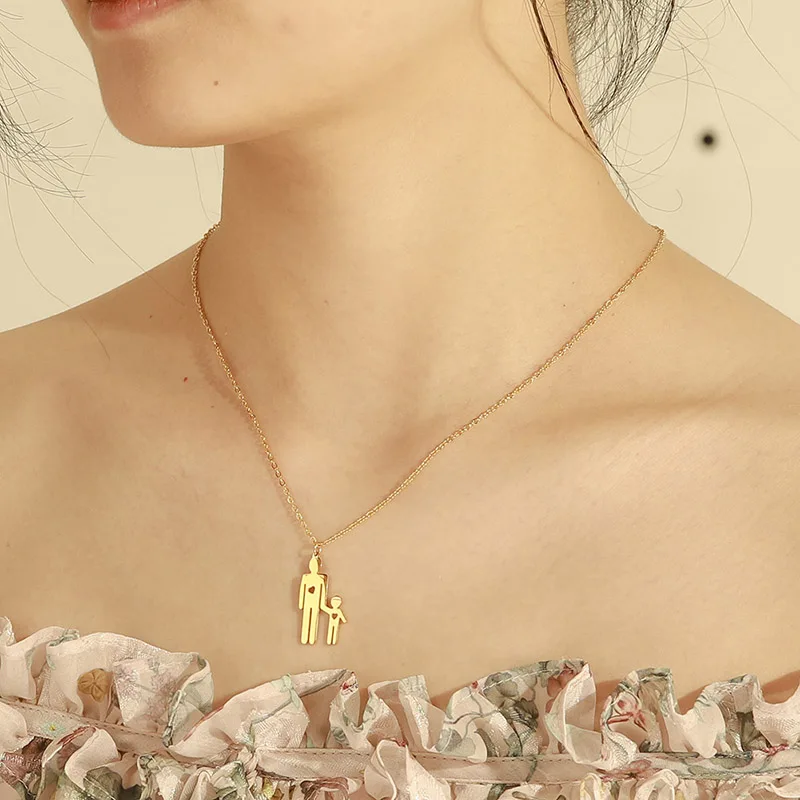 Dreamtimes Family Love Necklace Father Chain Kid Child Baby Son Daughter Gift For Woman Man Stainless Steel Pendant Jewelry Gift_voghion.com