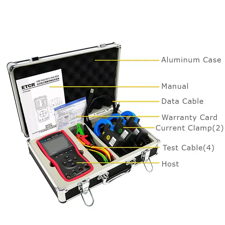 ETCR4320 Three-phase Digital Phase Voltmeter Triple Clamp Automatic 0~360 Phase