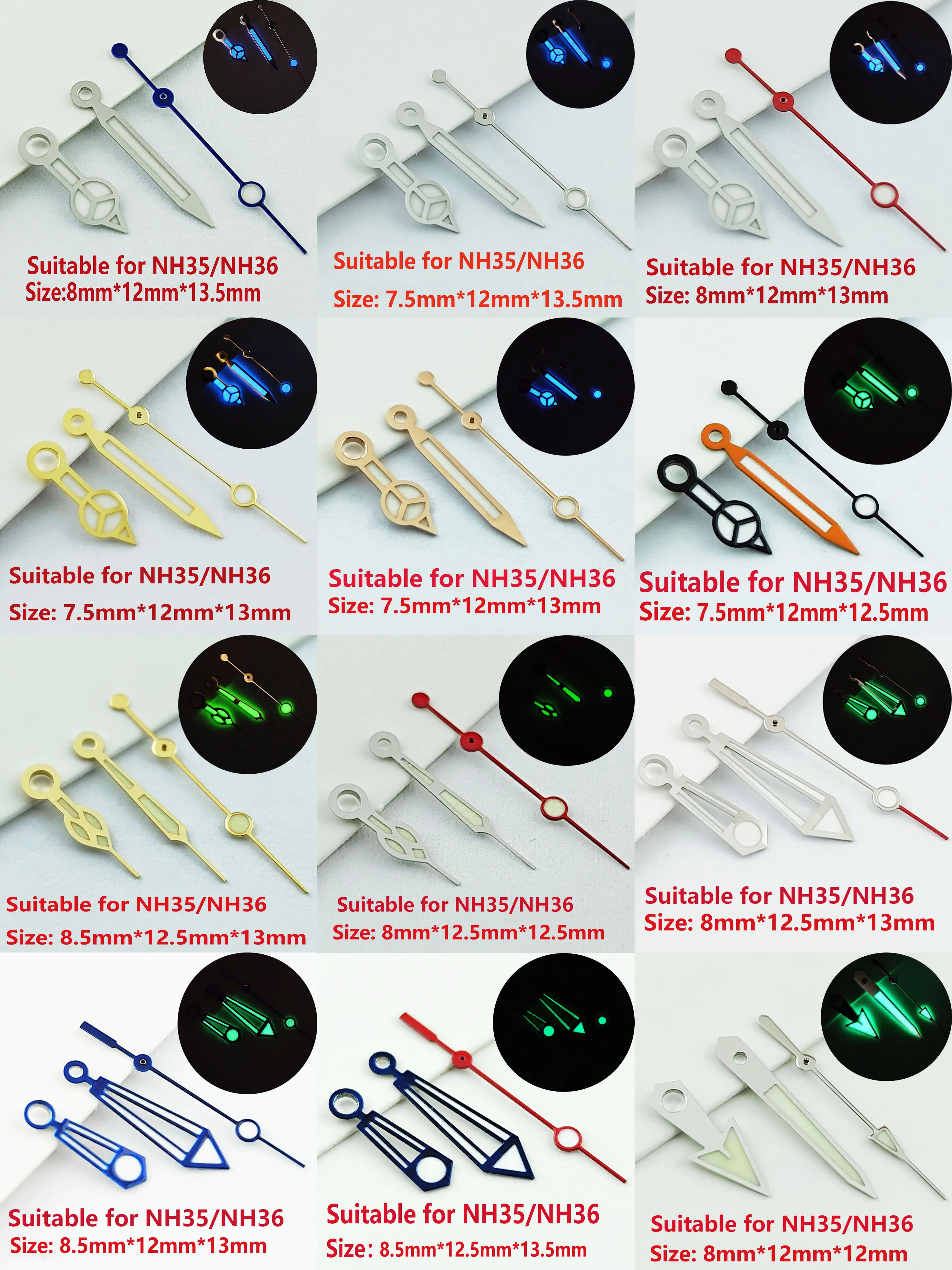 Nh35 Nh36 Lancette Dell'Orologio Lancette Luminose Verdi Accessori Per Orologi Di Seconda Mano Lancette Dell'Orologio Lancette Dell'Orologio Lancette 