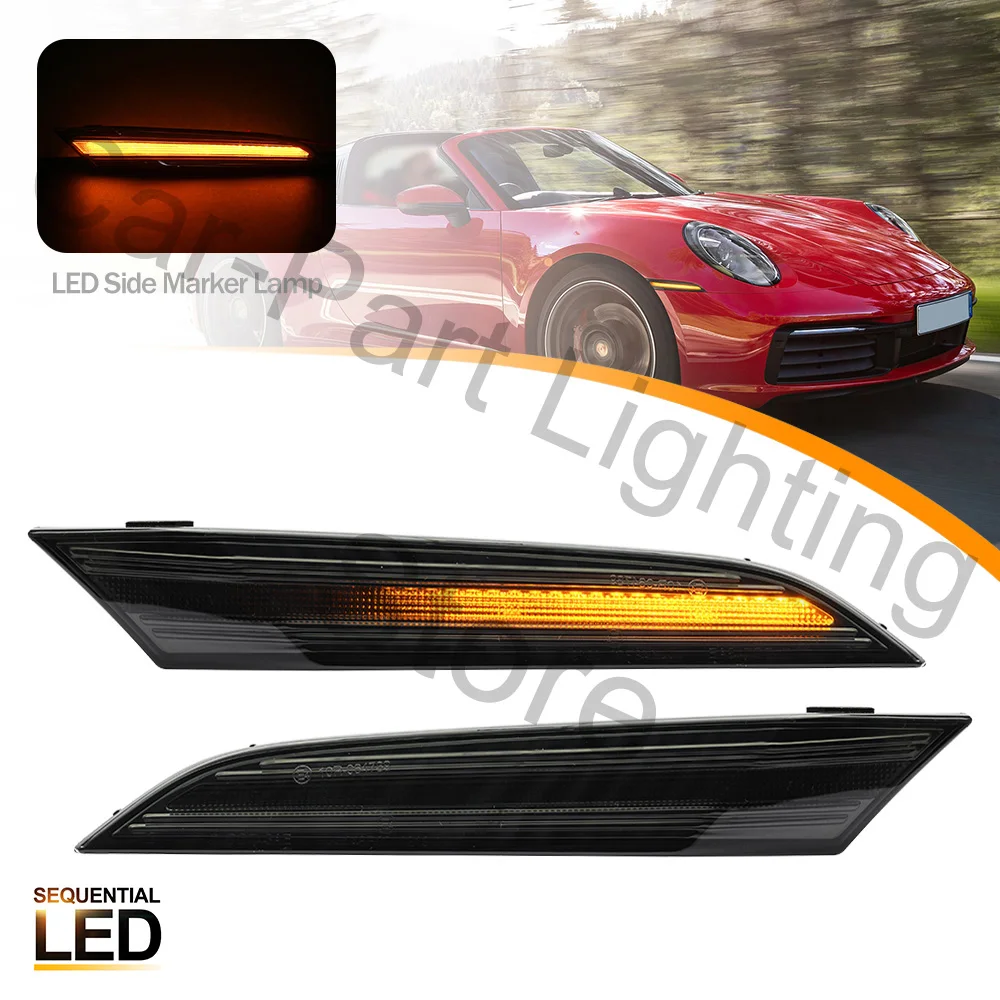 2Pcs Led Dynamic Smoke Side Marker Lights Fender Indicatore Di Direzione Per 2019 + Porsche 911 992 Tutti I Modelli