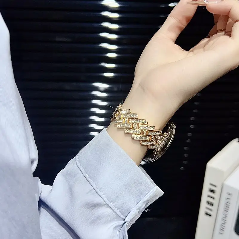 18mm Diamond Metal Strap with Bling Rhinestones - Elegant Bracelet Watch Band