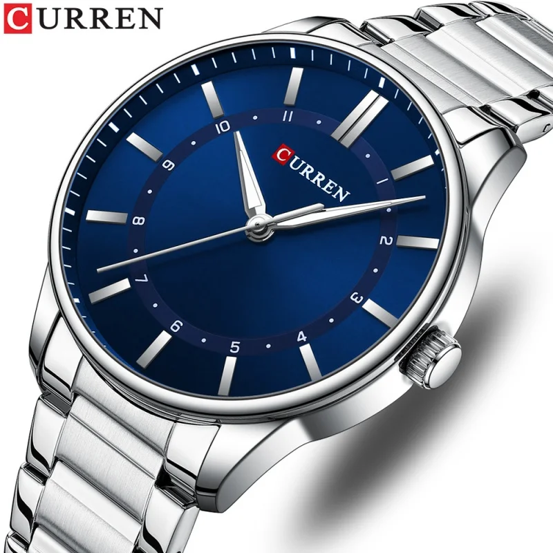CURREN 8455 Orologio al quarzo da uomo Quadrante grande Cinturino in acciaio inossidabile impermeabile Casual Business Orologi eleganti per uomo reloj hombre  1511