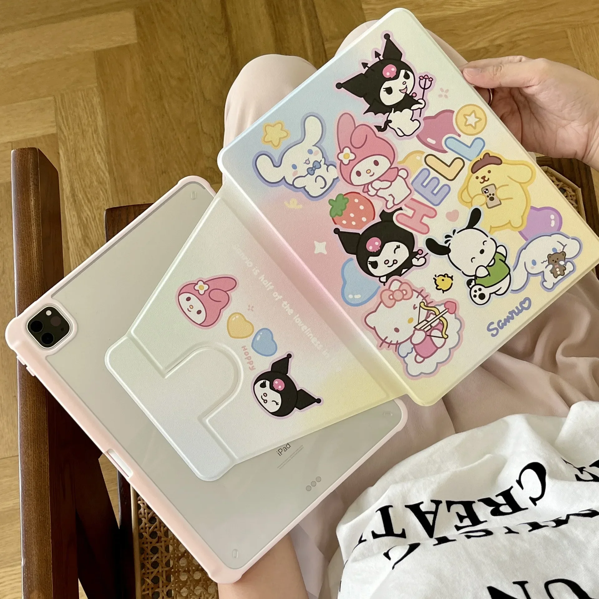 Sanrio-capa para Tablet com Porta Lápis Capa para Ipad Mini 10.2 Tab 10.5 10 Pro Versão Global Geração Air 10.2 2023