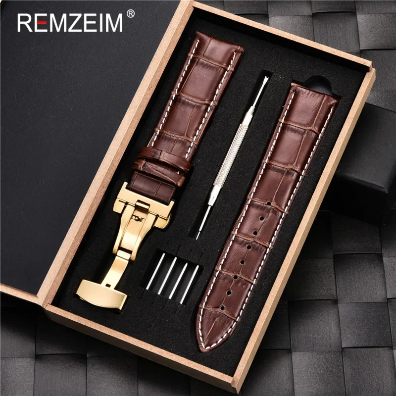 Luxury Calf Genuine Leather Watch Strap with Gift Box