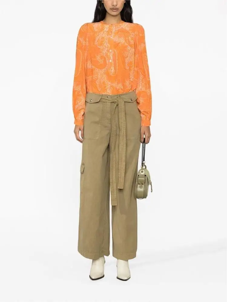 

Zadig Women Tops And Blouses Summer 2023 Chic Elegant Woman Blouse Orange Silk Shirts Casual Botton Crew Neck Shirt Tops Female