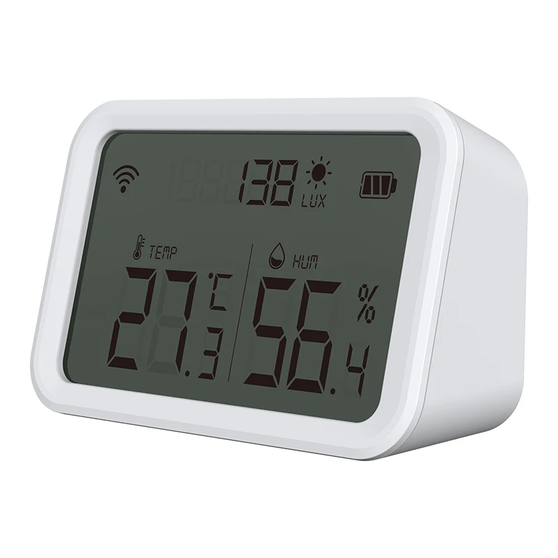

Tuya Wifi Temperature Humidity Sensor Lux Light Detector Indoor Hygrometer Thermometer With LCD Screen Work Tuya Hub