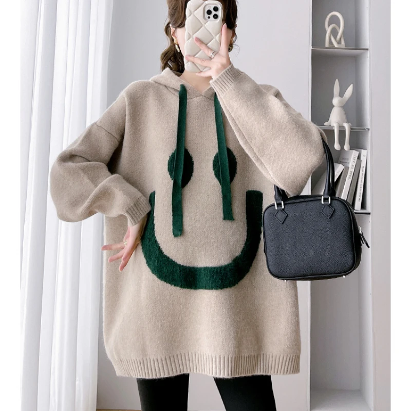 Autumn Winter Knitted Maternity Sweaters Hoodies Loose Shirts Clothes for Pregnant Women Pregnancy Coats Tops
