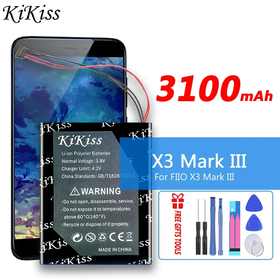 

3100mAh KiKiss Powerful Battery For FIIO X3 Mark III Player Speaker Digital Batteries