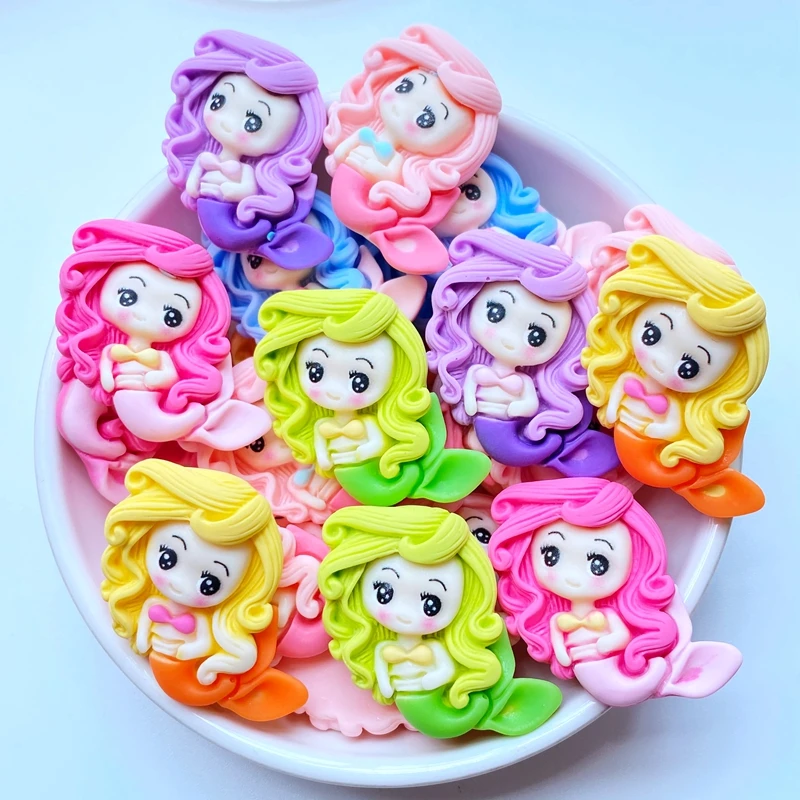 

10Pcs New Cute The Mermaid Princess Flat Back Resin Cabochons Scrapbooking DIY Jewelry Craft Decoration Accessorie