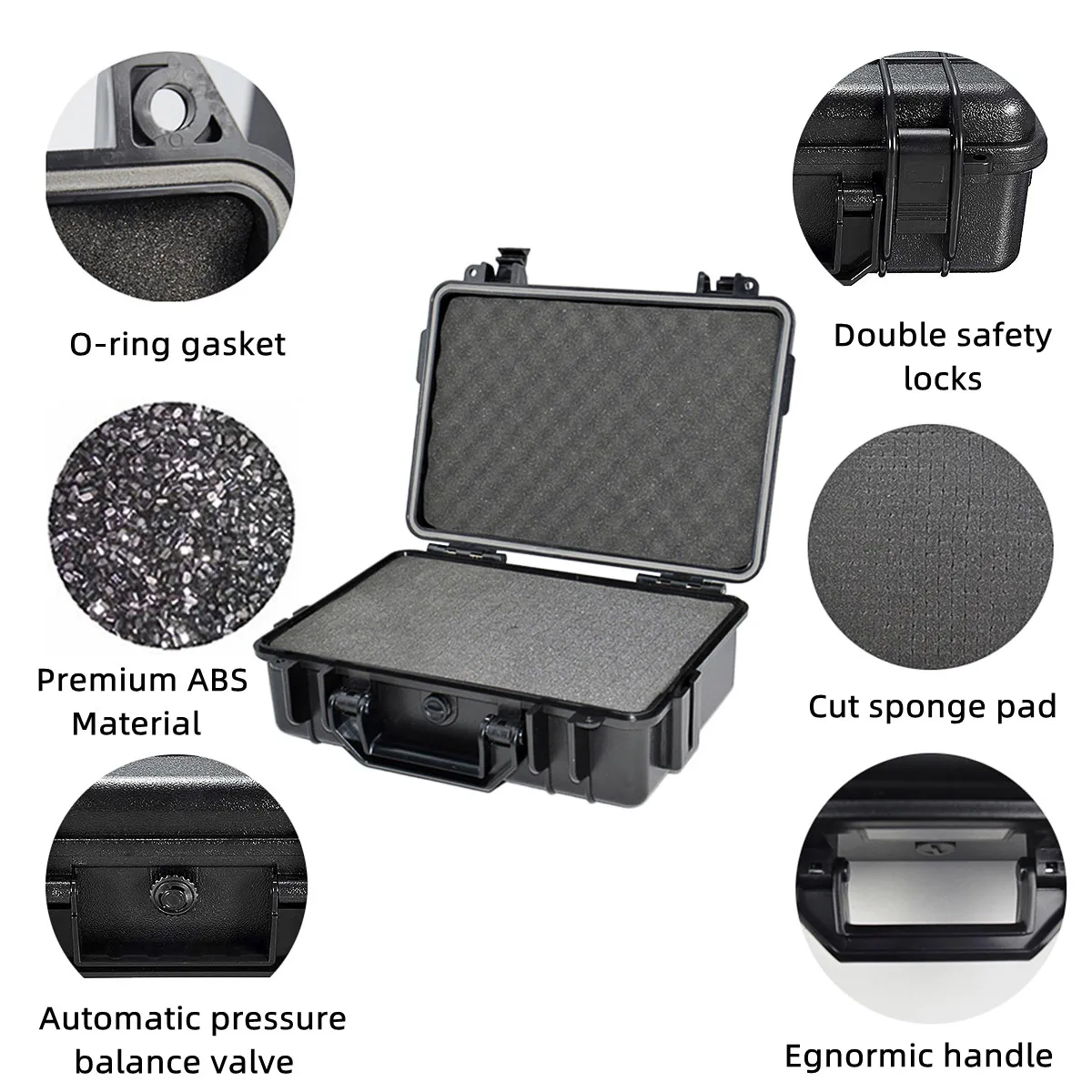 JETEVEVEN ToolBox Plastic Safety Equipment Case Waterproof Hard Carry Tool Case Bag Storage Box Camera Photography with Sponge
