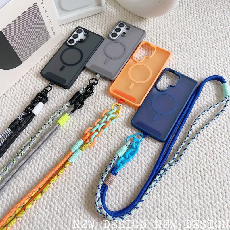 Magnetic Shockproof Crossbody Neck Cord Case with Braided Strap