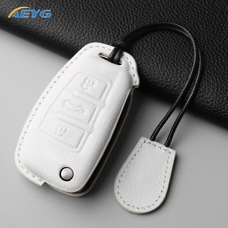 Premium Leather Car Key Case Cover with Key Chain Holder