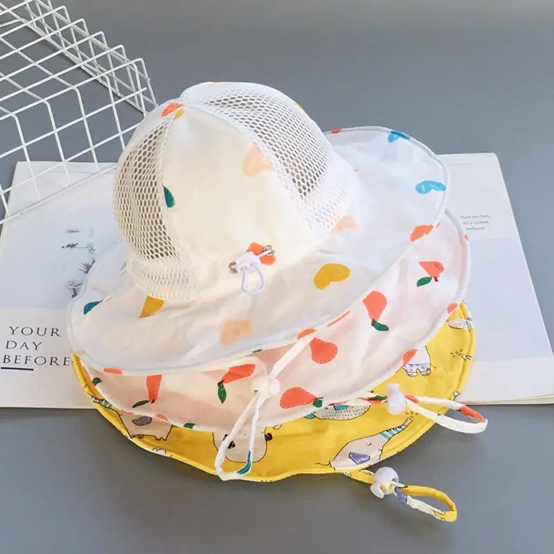 

2023 Cute Summer Baby Girl Bucket Hat Print Outdoor Travel Sun Hat Kids Girl Sun Hat Children Intant Toddler Panama Beach Cap