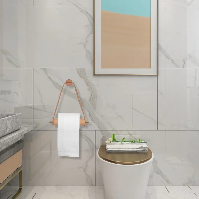 Kitchen Vertical Paper Towel Holder Bathroom Toilet Wooden Pure Copper Wall Paper Roll Holder Nordic Perforated Napkin paper towel holder,toilet paper holder,toilet paper rack,toilet roll holder,paper towel rack
