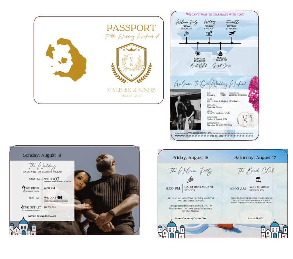 Description Picture 6 of item30/60PCS Multipage Wedding Passport Invitation Suite,Custom Boarding Pass, Personalized Destination Birthday Party Invite Card