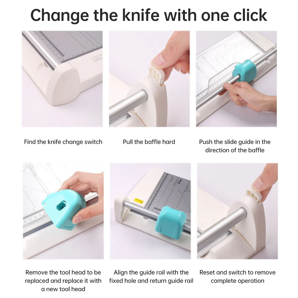 【New】KWTRIO Paper Cutter 450mm/300mm Width Paper Trimmer Multi Purpose with 4 Cutting Heads Straight Lines/ Curves/ Dotted Lines