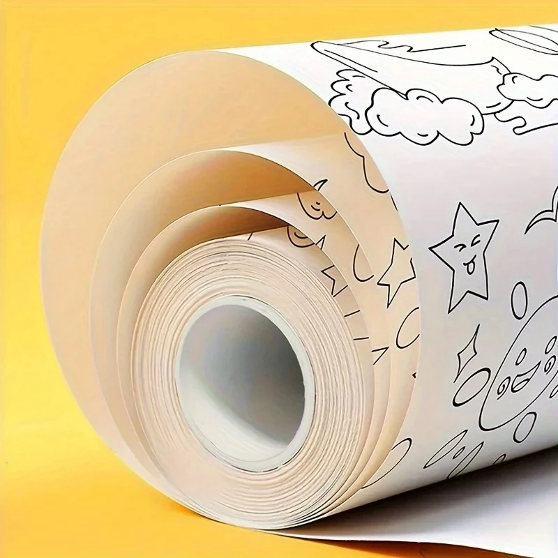 어린이 드로잉 롤 스티커 색상 작성 종이 낙서 스크롤 어린이를위한 색칠 종이 롤 DIY 그림 교육 완구