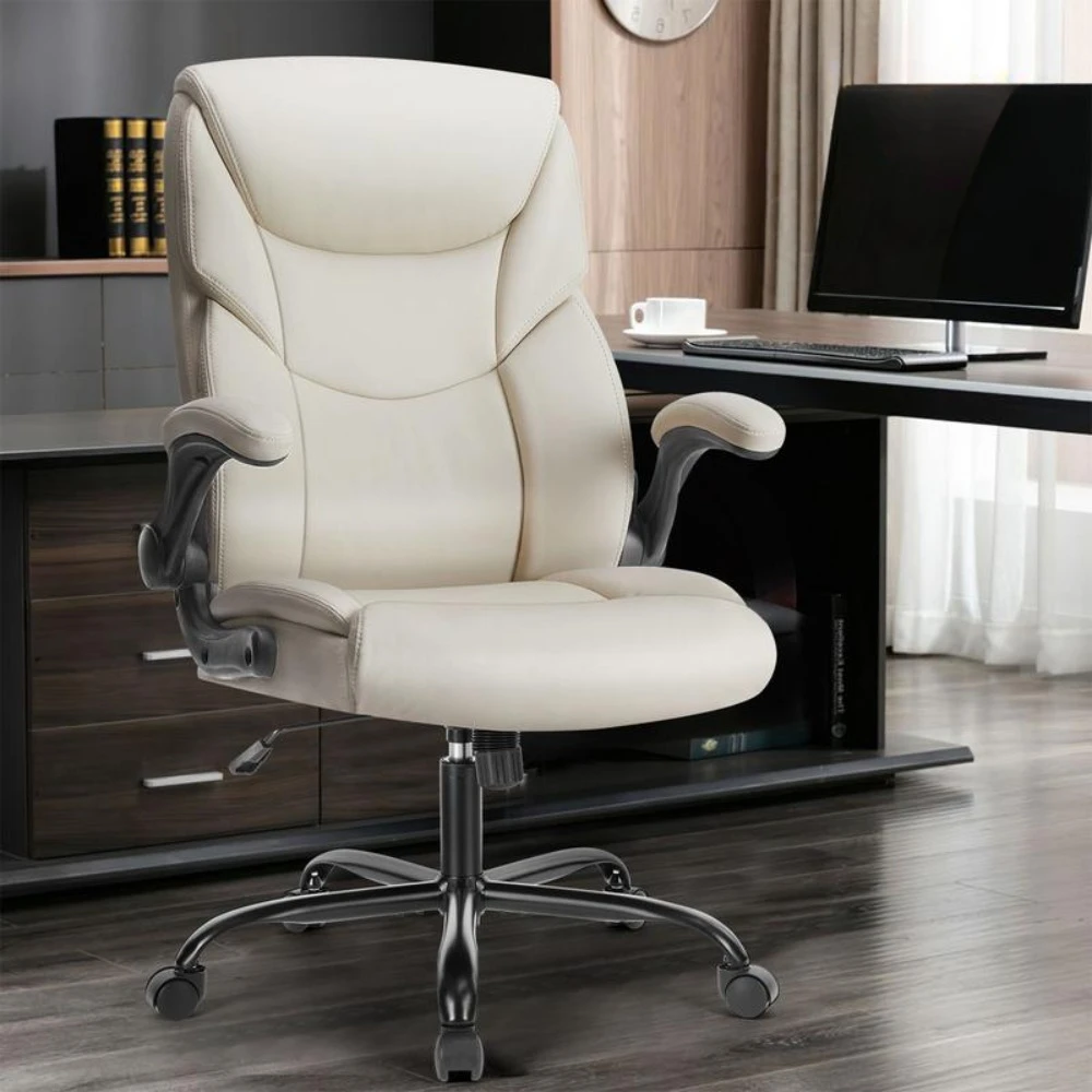 Home Office Chair, Desk Chairs Leather Chairs with Armrests, Adjustable Swivel Rolling Chairs with Wheels